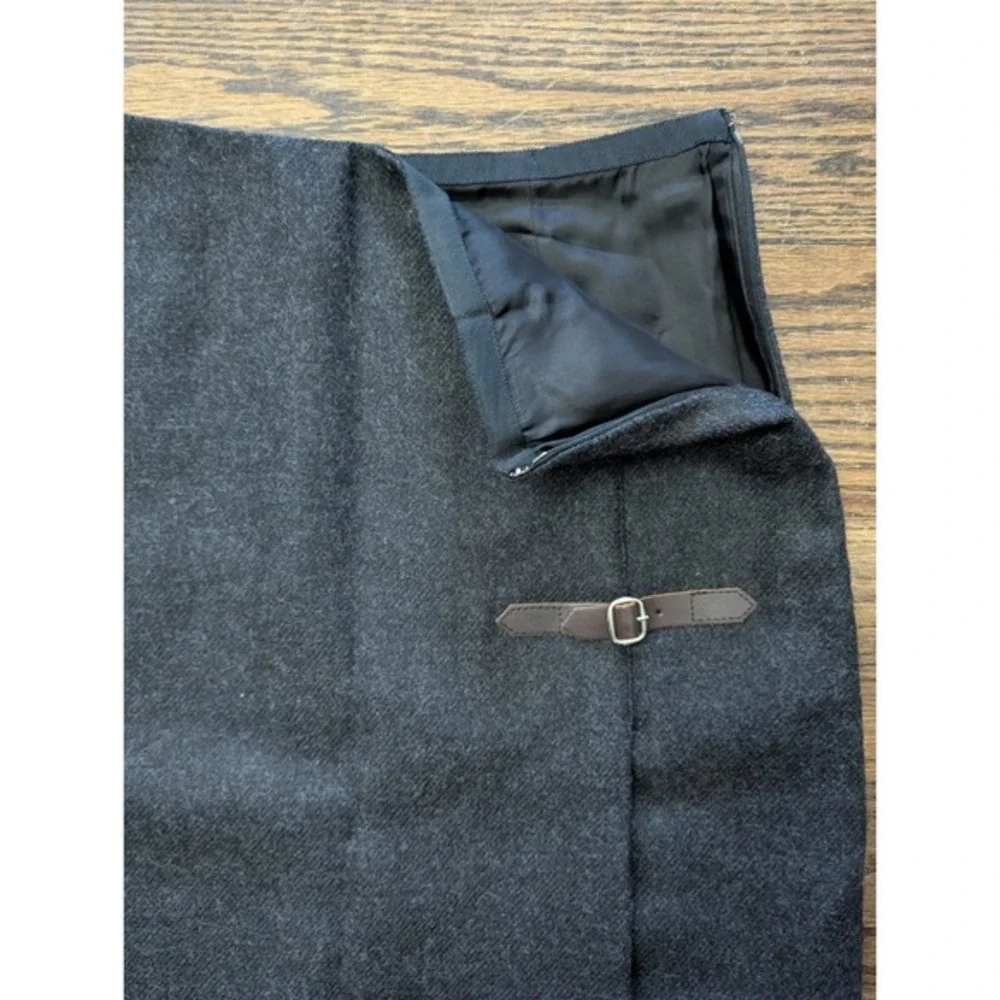 KORS Michael Kors Bergdorf Goodman Gray Wool Skirt Sz 6 Made Italy Buckles Metal